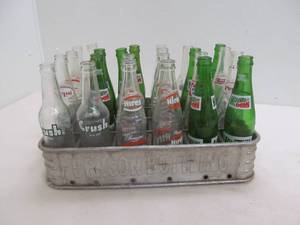 lot 126 image: vintage aluminum crate and soda bottles