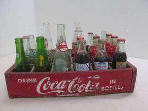 lot 127 image: vintage wood crate , coca cola bottles