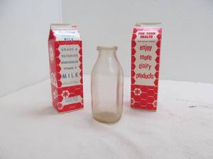lot 169 image: Milk cartons, glass milk