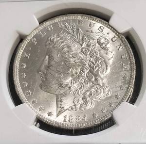 1884-O MORGAN SILVER DOLLAR BU OLATHE HOARD FROM ORIGINAL US TREASURY BAGS NGC