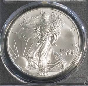 2007 AMERICAN SILVER EAGLE 1 TROY OZ. .999 FINE SILVER MS69 PCGS