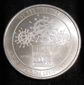 1 TROY OZ. .999 FINE SILVER ELA ROUND