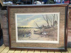 lot 27 image: Vintage John MacLeod Signed and Numbered Framed Waterfowl PrintLithograph