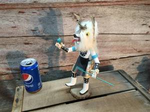 lot 41 image: Vintage Hand Made Native Kachina Doll White Wolf
