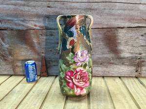 lot 47 image: Antique Earthenware Handpainted Tall Vase