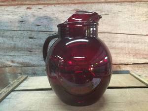 lot 53 image: Vintage Ruby Red Large 9 Ball Pitcher