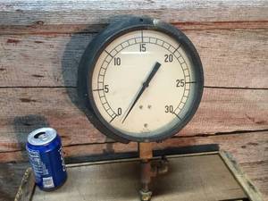 lot 92 image: Large Vintage Marsh Instrument Company Steampunk Pressure Gauge