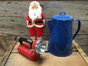 lot 97 image: Vintage Flashlight, Santa, Enamel Range Pot