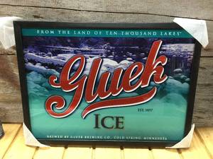 lot 107 image: Gluek Ice Framed Beer Sign
