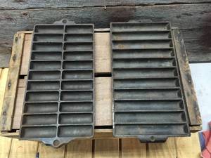 lot 192 image: 2 Vintage Cast Iron Cornbread - Stick Roll Pans