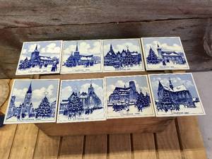 lot 204 image: 8 Genuine Delft Christmas Tile - Holland, 1982-89