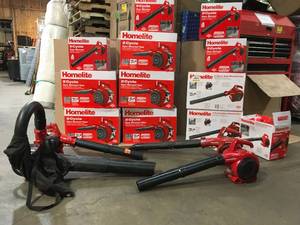 Pallet with Homelite  Gas Leaf Blowers some used some not used see pictures