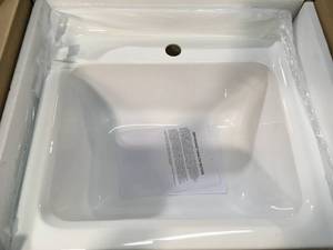 Schon Eleni All-In-One Kit 24 in. x 22 in. x 37.8 in. Acrylic Utility Sink with Cabinet in White not used see pictures