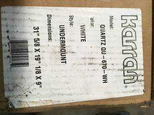 Karran Undermount Quartz Composite 32 in. Single Bowl Kitchen Sink in White not used