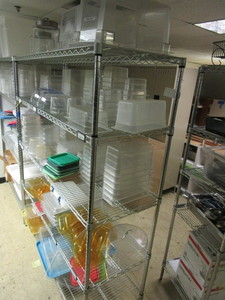 COMMERCIAL KITCHEN-SIZE PLASTIC MEASURING BOWLS, SERVING TRAYS, BUFFET PANS, MORE