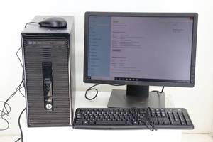 lot 3 image: HP Prodesk 405 G2 MT w Dell 19 HDMI Monitor