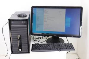 lot 6 image: HP Prodesk 405 G1 MT w Dell 24 HDMI Monitor