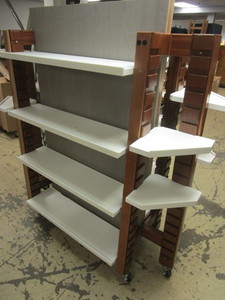 DISPLAY RACK, ON CASTERS, W ADJUSTABLE SHELVES