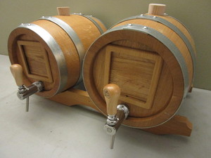 OAK KEGS, EQUIPPED FOR SERVING