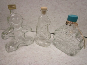 SNOWFLAKE, GINGERBREAD MAN, BUNNY GLASS BOTTLES
