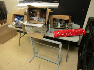 GIFT WRAP DISPENSERS, ASSRTD. WRAPPING PAPER, CELLOPHANE, RIBBONS