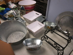 DECORATIVE POTS, PLATTERS, TRAYS, BEVERAGE TUB, MORE