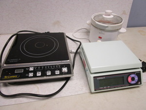 SIR LAWRENCE COUNTERTOP INDUCTION RANGE, ISHIDA DIGITAL SCALE, WALMART 2 QT. SLOW COOKER,