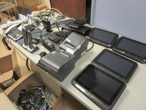 HP POINT-OF-SALE TABLETS WDOCKING STATIONS, RECIEPT PRINTERS, MOTION DETECTORS, PHONES, MORE