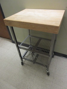 BUTCHER BLOCK CART, COLLAPSIBLE, WITH LOCKABLE WHEELS