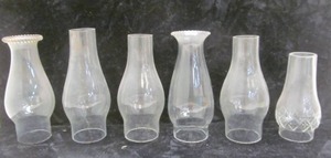Vintage kerosene lamp chimneys