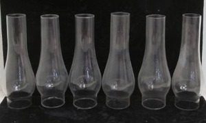Vintage kerosene lamp chimneys