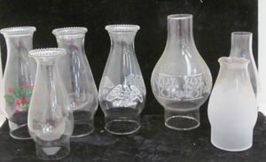 Vintage kerosene lamp chimneys