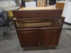 Base Cabinet - 24 deep x 34 12 tall x 36 long - Needs a little repair