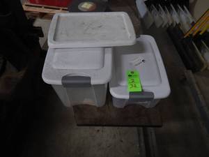 (2) Rubber Totes with (3) Lids