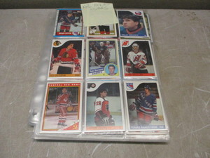 Pages of NHL rookie and star cards