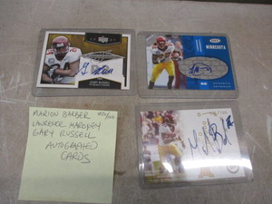 Marion Barber, Lawrence Maloney, Gary Russell autographed cards