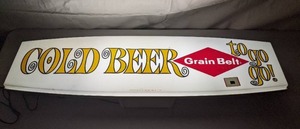 lot 69 image: Vintage Grain Belt Beer To Go Go Lighted Advertising Sign - As Is