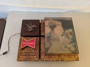 lot 126 image: Vintage Budweiser Lighted Advertising Sign w Victorian Woman - As Is