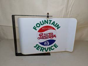 lot 146 image: Vintage Pepsi-Cola Fountain Service Swivel Sign
