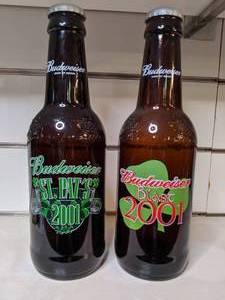 lot 1561 image: 2001 St. Patricks Day-Themed Lot of Collectible Budweiser Beer Bottles (259)