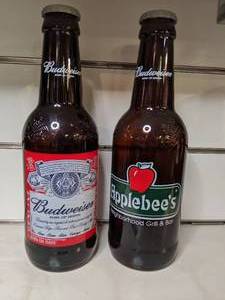 lot 261 image: Budweiser and Applebees Budweiser Large Glass Bottles