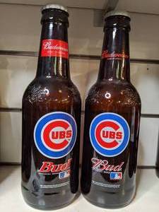 lot 263 image: Budweiser Chicago Cubs Souvenir MLB Bottles
