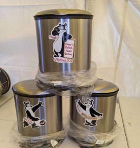 lot 152 image: Trio of Hamms Beer Bear Canisters