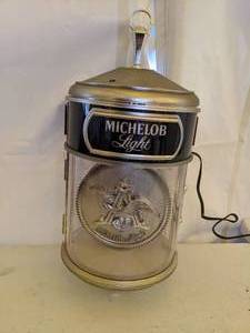 lot 154 image: Michelob Light Hanging Lantern Pendant Clock Light