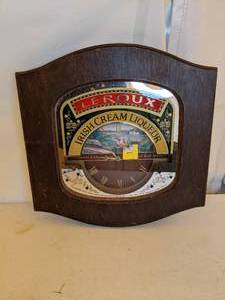 lot 159 image: Leroux Irish Cream Liqueur Wood Framed Wall Clock