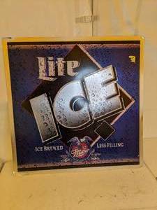 lot 161 image: 32 x 32 Miller Lite ICE Beer Metal Advertising Sign
