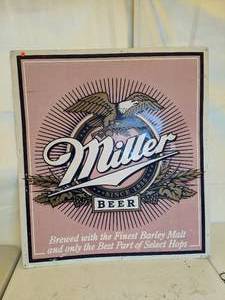 lot 162 image: Vintage Miller Beer Metal Wall Hanging