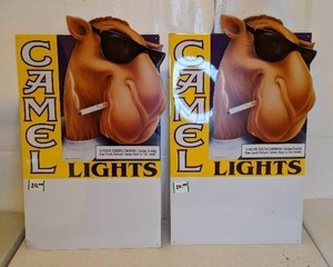 lot 166 image: Pair of Vintage 90s Camel Lights Joe Camel Advertising Signs