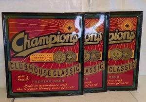 lot 172 image: Trio of Champions Clubhouse Classic Premium Beer Signs