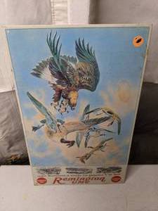 lot 473 image: Vintage Remington UME Metal Advertising Sign with Geese and Hawk